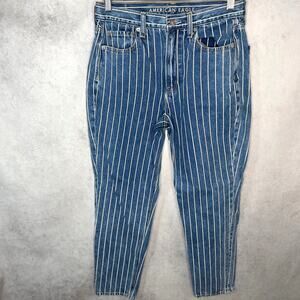 American Eagle Striped High Rise Mom Jeans Vintage Inspired Size 6